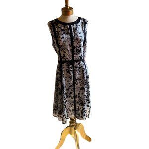 Talbots Sleeveless Dress Black & White Lightweight